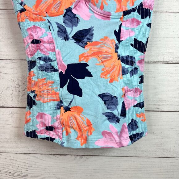 Seafolly Tankini Blue Floral Padded Swim Tank Top Size 10 - Picture 5 of 8